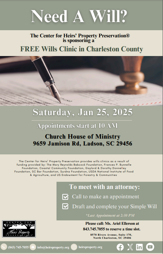 FREE Wills Clinic in Charleston County